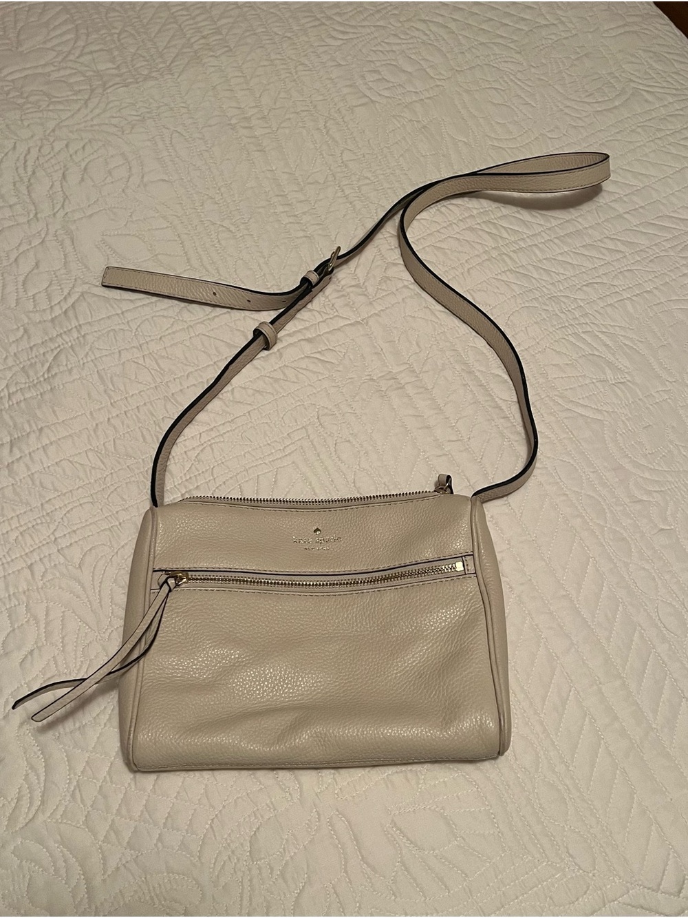 kate spade Pebbled Leather Crossbody Bag in Light Taupe